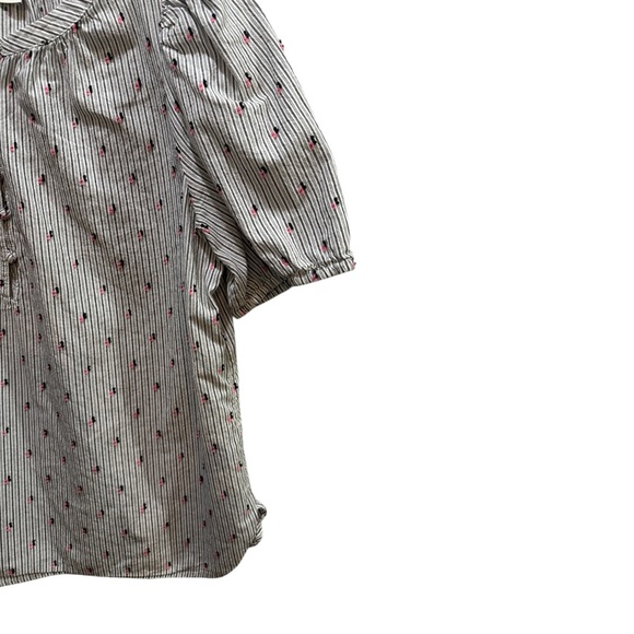 LOFT Women's Pinstripe Blouse - Black, White, and Red - Picture 3 of 6